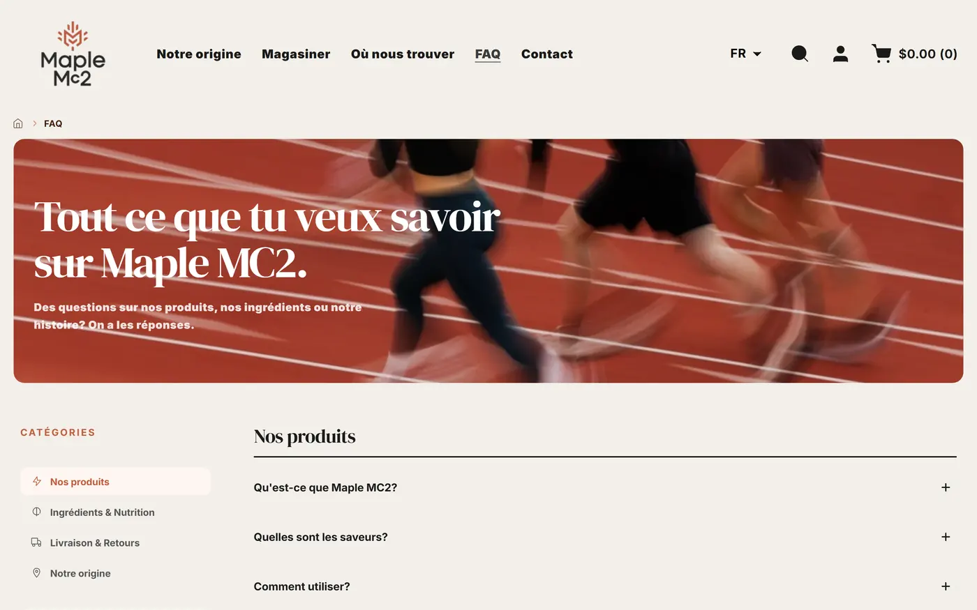 Page FAQ du site Maple MC2