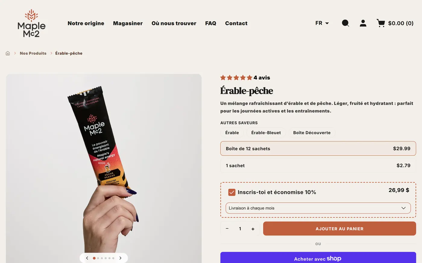 Nouvelle fiche produit Shopify : avis clients, formats, abonnement, Shop Pay