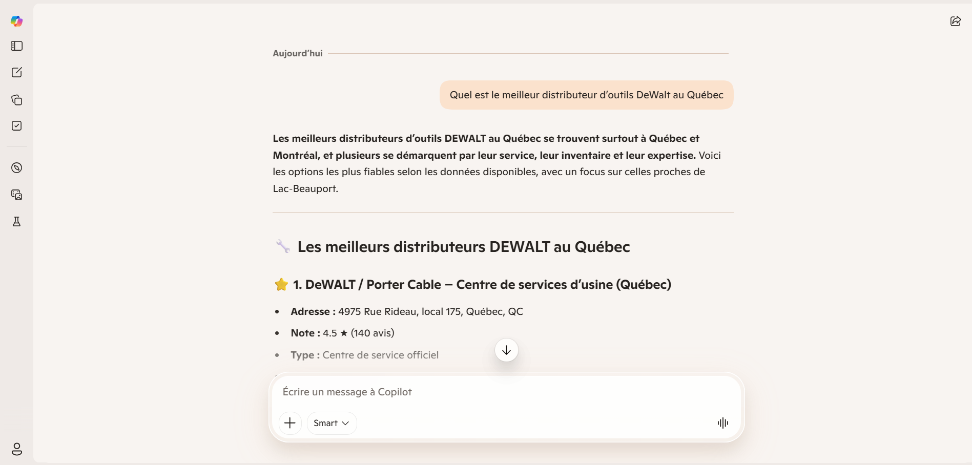 Copilot : Polar meilleur distributeur DeWalt