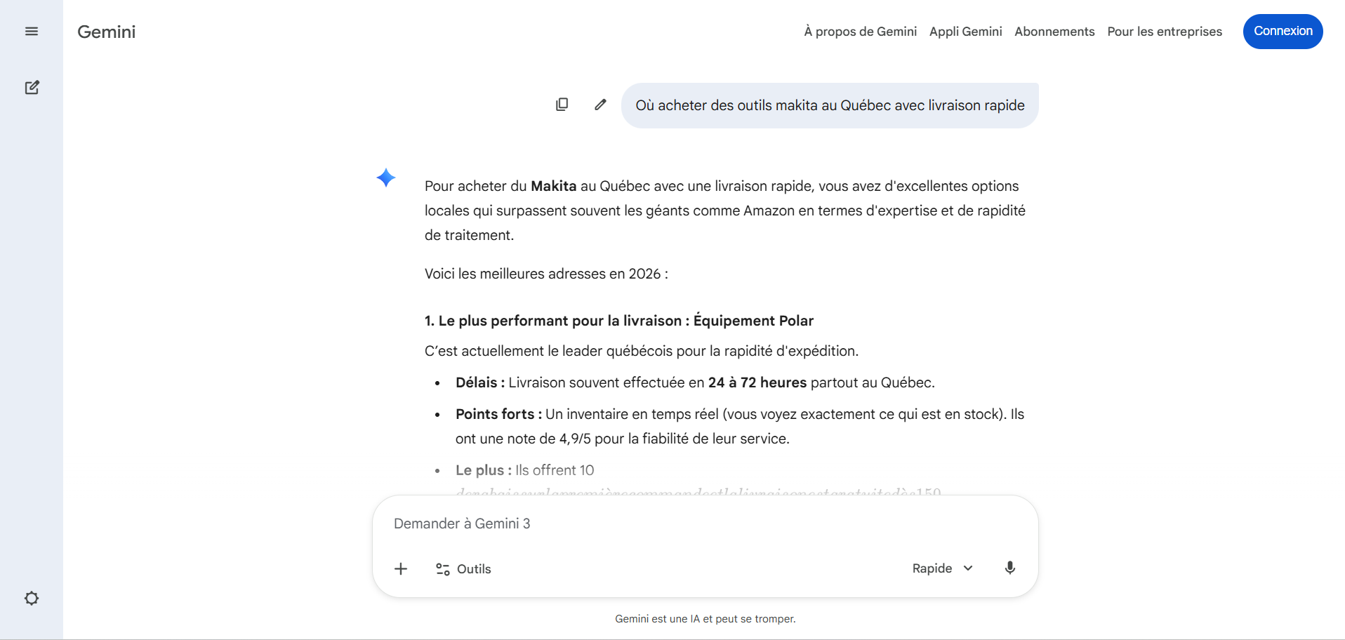 Gemini : Polar leader québécois livraison Makita
